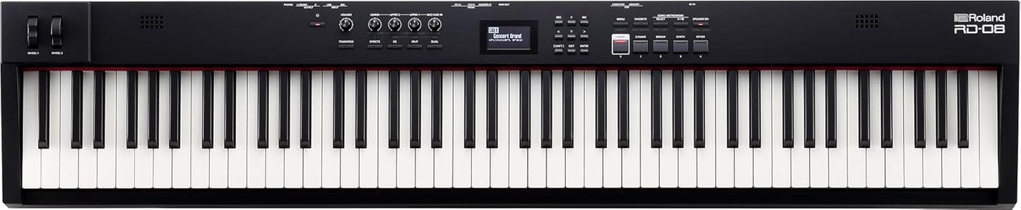 Roland RD-08 Stage Piano Black Bundle Stand Pedal Lessons