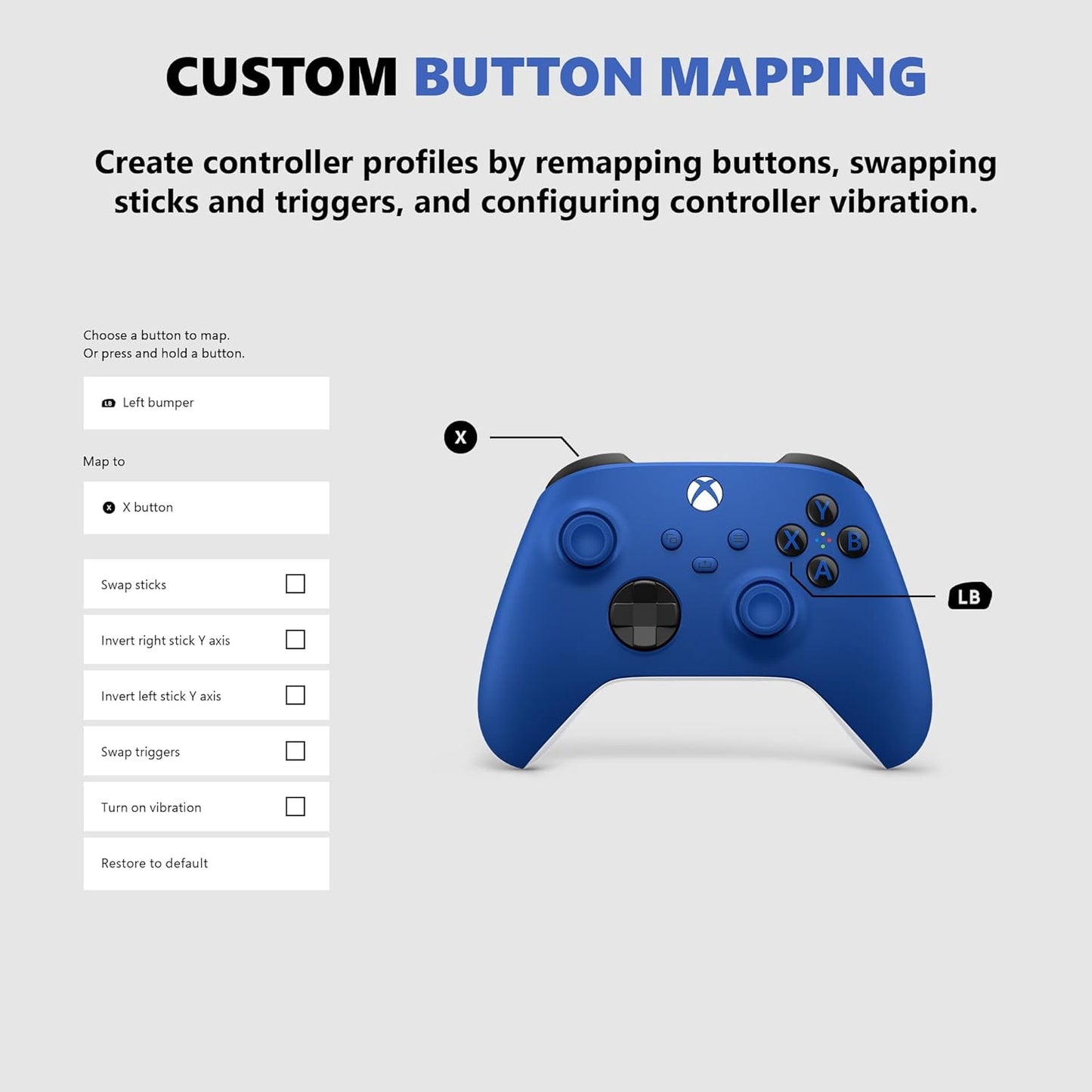 Microsoft Shock Blue Xbox Wireless Controller Renewed
