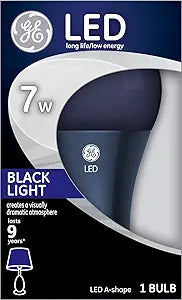 GE 92138 7W A19 LED Black Light Bulb — main product image