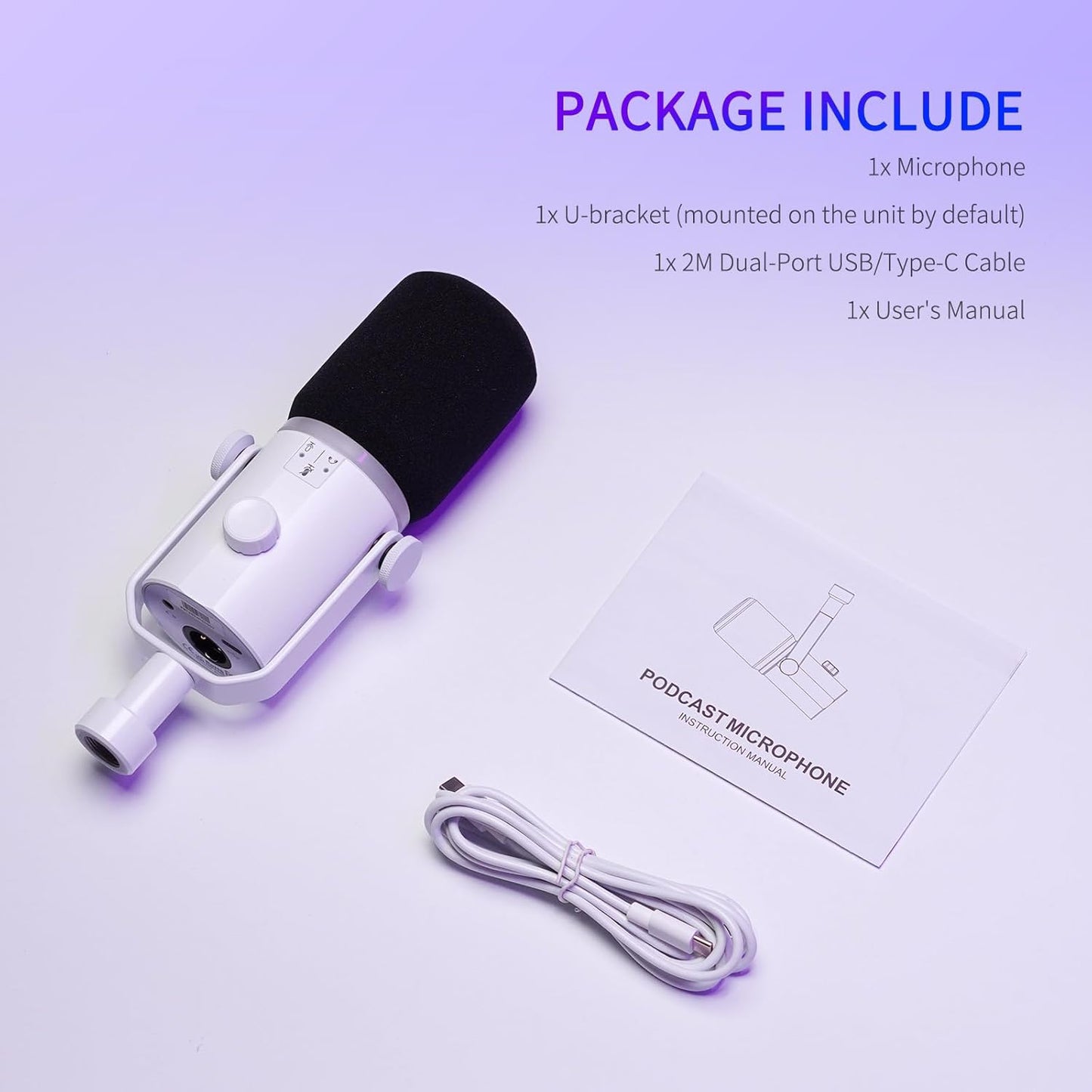 FEELWORLD PM1-W-OF-EU XLR USB Dynamic Podcast Microphone White