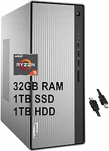 Lenovo Ideacentre 5 Desktop Ryzen 5 4600G 32GB RAM (Renewed)