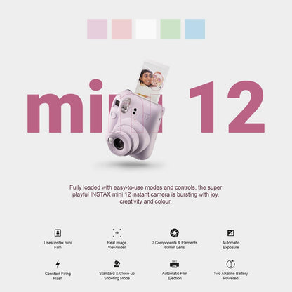 Fujifilm 16806274 Instax Mini 12 Instant Camera Bundle