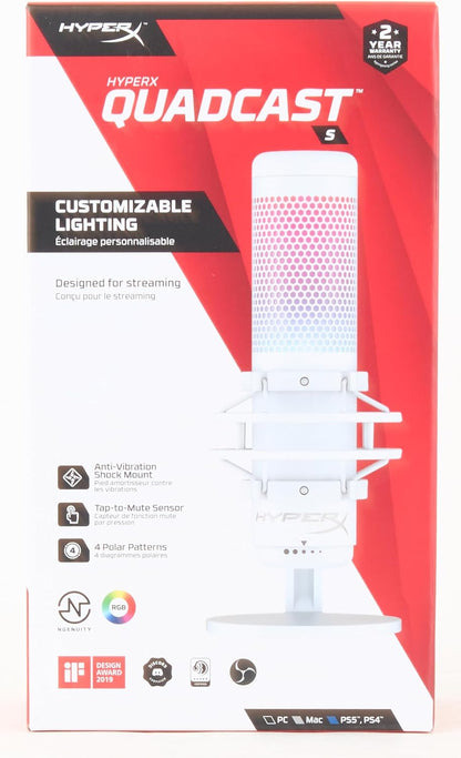HyperX 519P0AA QuadCast S RGB USB Microphone - White
