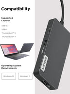 Lenovo GX90T77924 USB-C 7-in-1 Travel Hub - 4K HDMI, USB-A, SD/TF