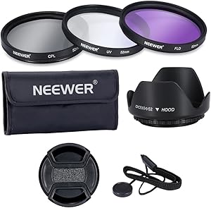 Neewer 10074735 52MM Lens Filter Kit with Hood