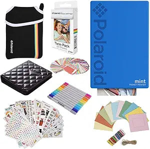 Polaroid AMZPOLMP02K3BL Mint Pocket Printer - Blue Gift Bundle