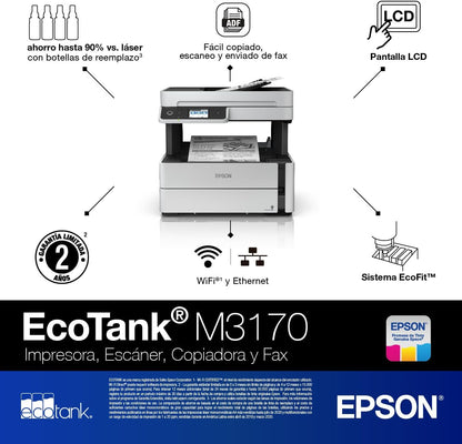 Epson ET-M3170 EcoTank Monochrome Wireless Printer Unlimited Ink