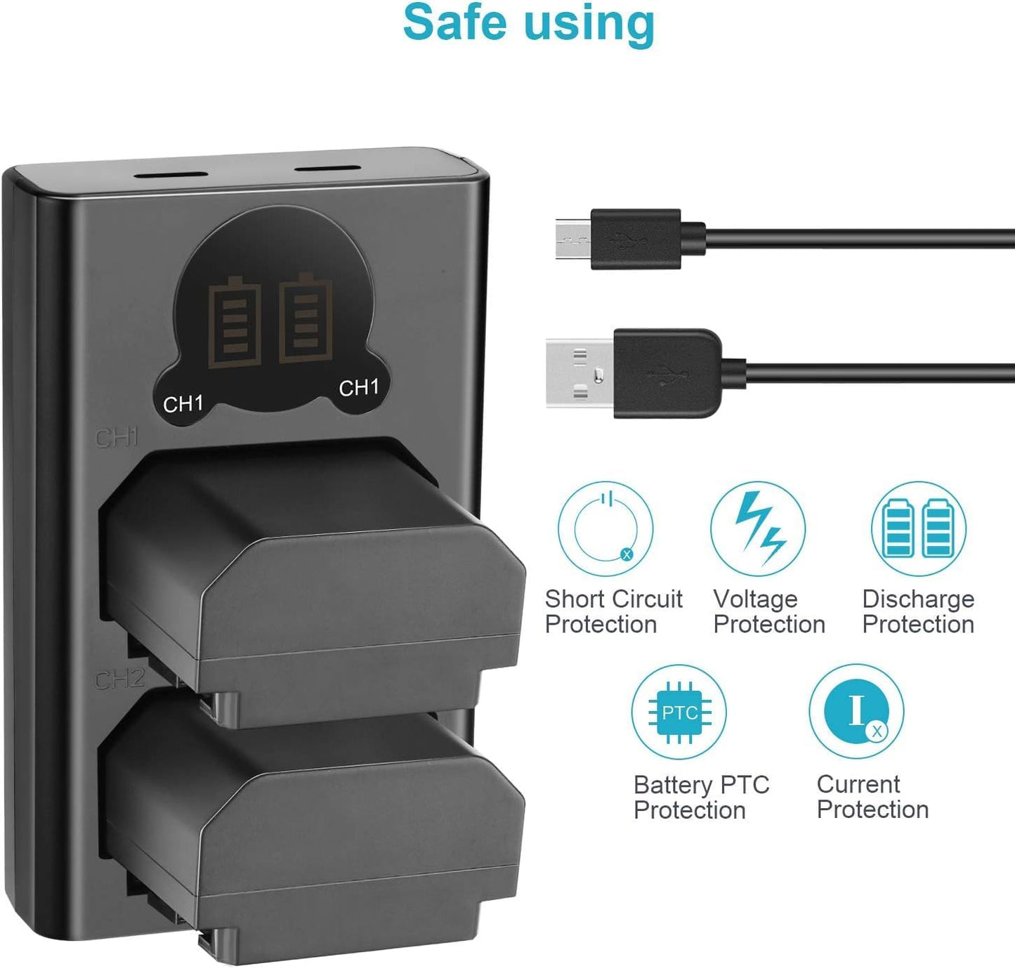 NEEWER NP-FZ100 2-Pack Battery Charger LCD for Sony Cameras