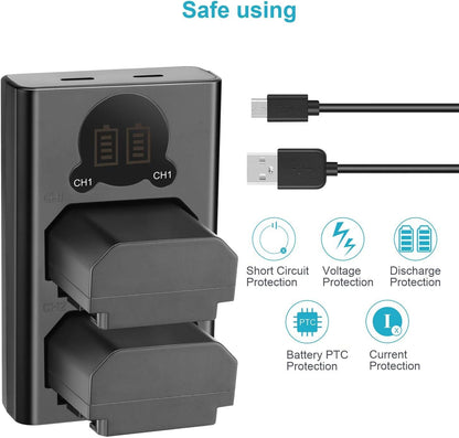 NEEWER NP-FZ100 2-Pack Battery Charger LCD for Sony Cameras