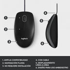 Logitech 910-001601 M100 Corded USB Mouse Black