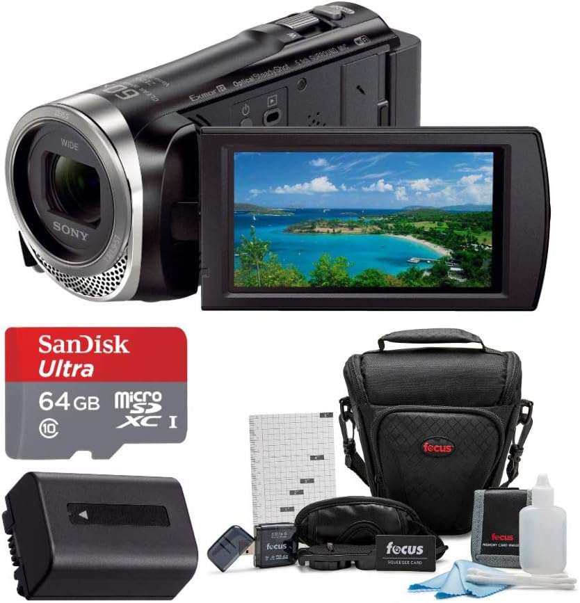 Sony HDR-CX455 Handycam Camcorder Bundle - 1080p, Battery, 64GB SD Card