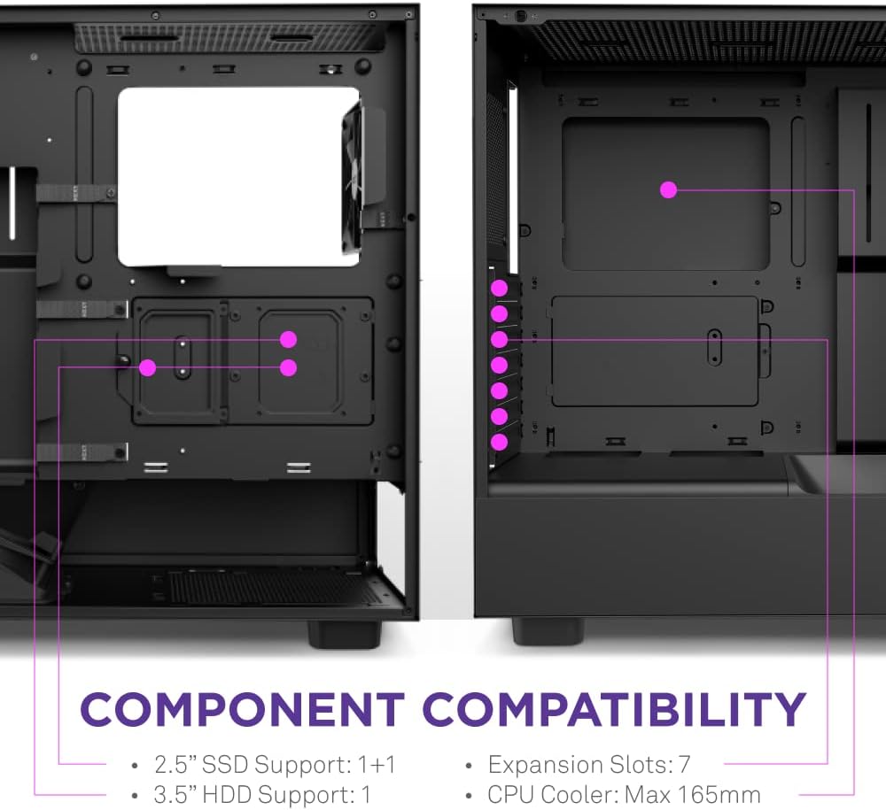 NZXT H5 Flow Compact ATX Case - High Airflow, Black