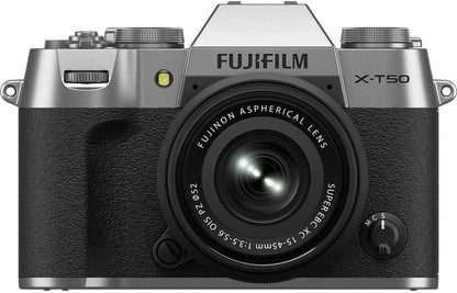 Fujifilm X-T50 X-T50 Camera with XC15-45mm Lens & Accessories Bundle - Silver
