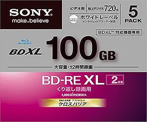 Sony LYSB00G5RVT5W 100GB BD-RE BDXL 3D Printable Blu-ray Discs