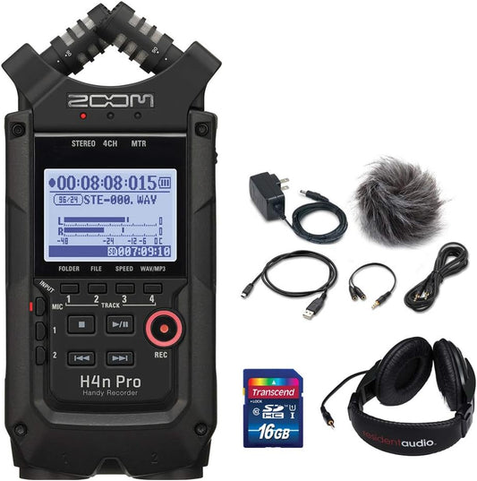 Zoom H4NPRO-COMBO-AMZ-3 All Black Portable Recorder Bundle
