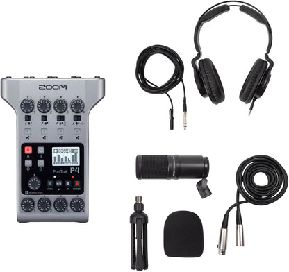 Zoom PodTrak P4 Portable Podcast Recorder with ZDM-1 Mic