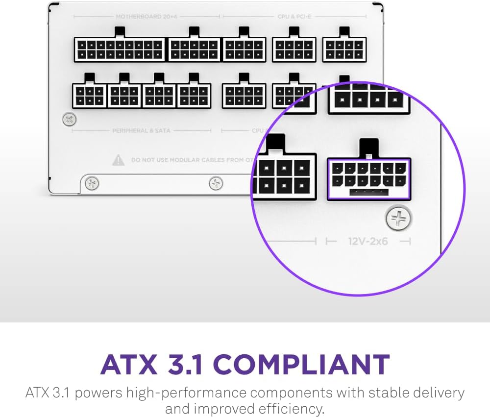 NZXT C850 Gold ATX 3.1 Low-Noise Power Supply White