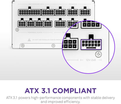 NZXT C850 Gold ATX 3.1 Low-Noise Power Supply White
