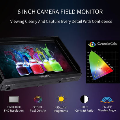 FEELWORLD FW568 V3 6" 4K HDMI Camera Field Monitor