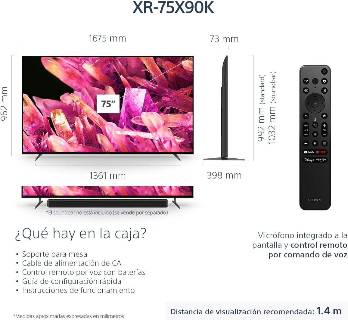 Sony CRT2SNXR75X90K 75" BRAVIA XR 4K Google TV Renewed