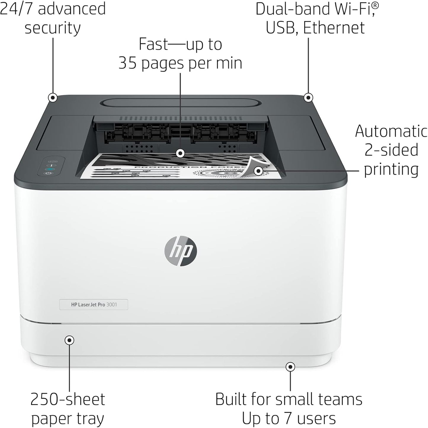 HP New Version LaserJet Pro 3001dw Printer Renewed