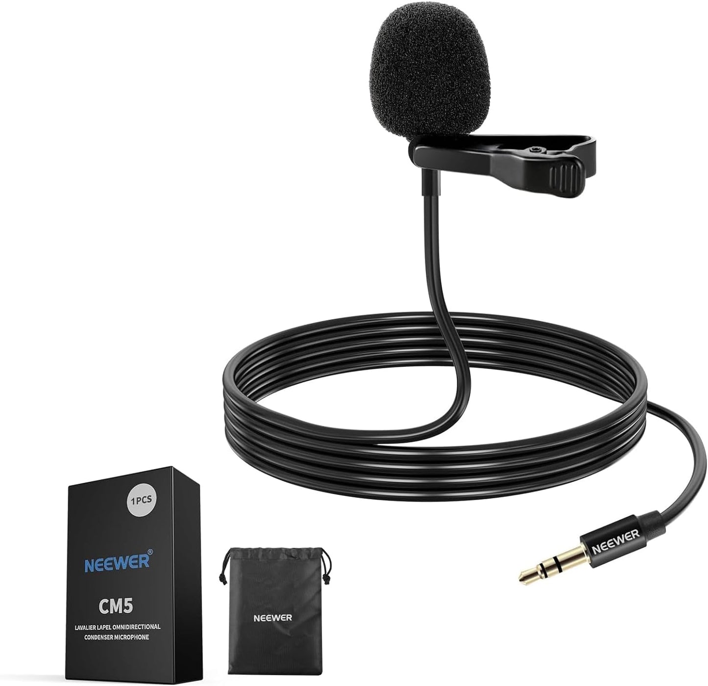 Neewer CM5 Lavalier Lapel Microphone Clip-On Omnidirectional Mic