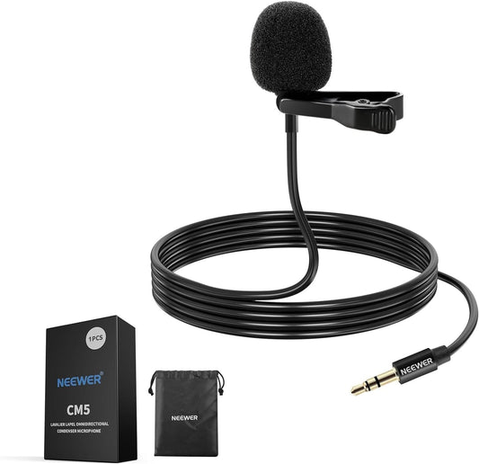 Neewer CM5 Lavalier Lapel Microphone Clip-On Omnidirectional Mic