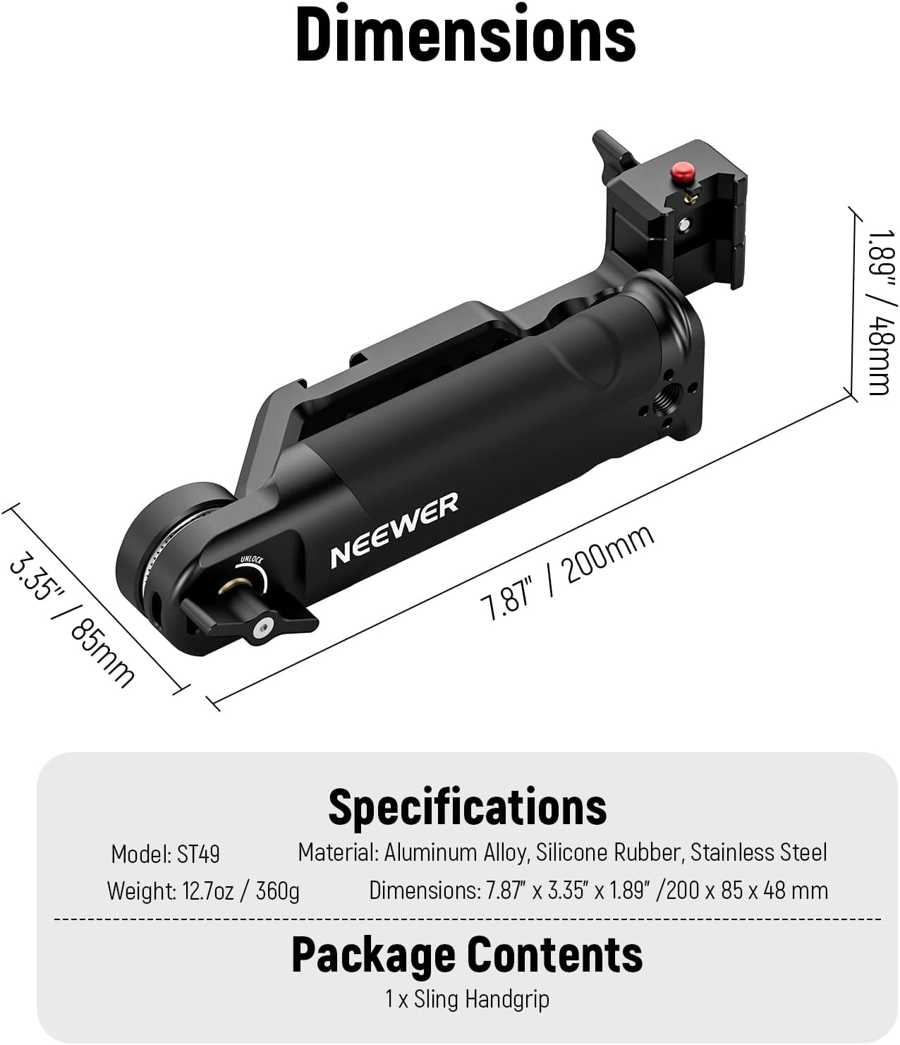 Neewer 10101298 Adjustable Sling Handle Grip - Gimbal Stabilizer