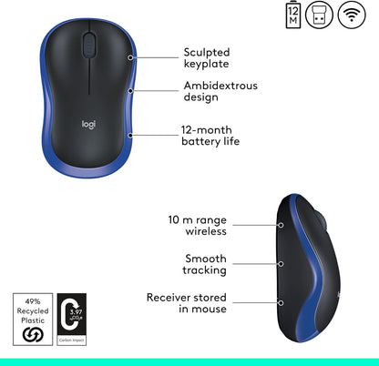 Logitech 910-003636 M185 Wireless Mouse - Blue
