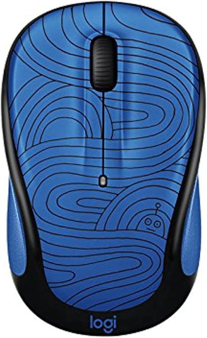 Logitech 910-005030 Deep Blue Bot Wireless Mouse - Doodle Collection