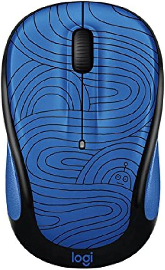 Logitech 910-005030 Deep Blue Bot Wireless Mouse - Doodle Collection