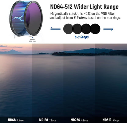 Neewer 10104586 82mm Variable ND Filter Magnetic ND32