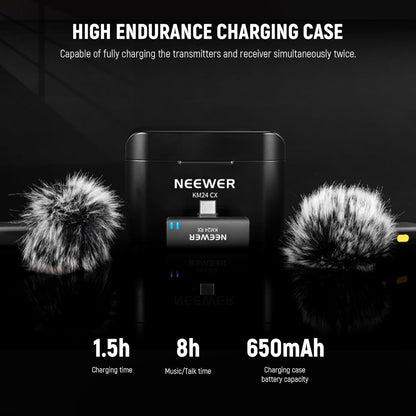 Neewer KM24 Wireless Lavalier Microphone USB-C Dual Mics