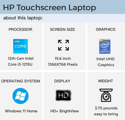 HP Laptop 15.6" Touchscreen i3 Business Laptop
