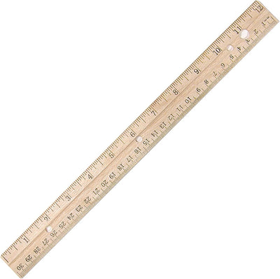 Westcott 10702 Wood Ruler 12-Inch Metal Edge