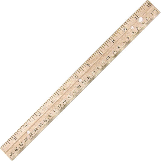 Westcott 10702 Wood Ruler 12-Inch Metal Edge