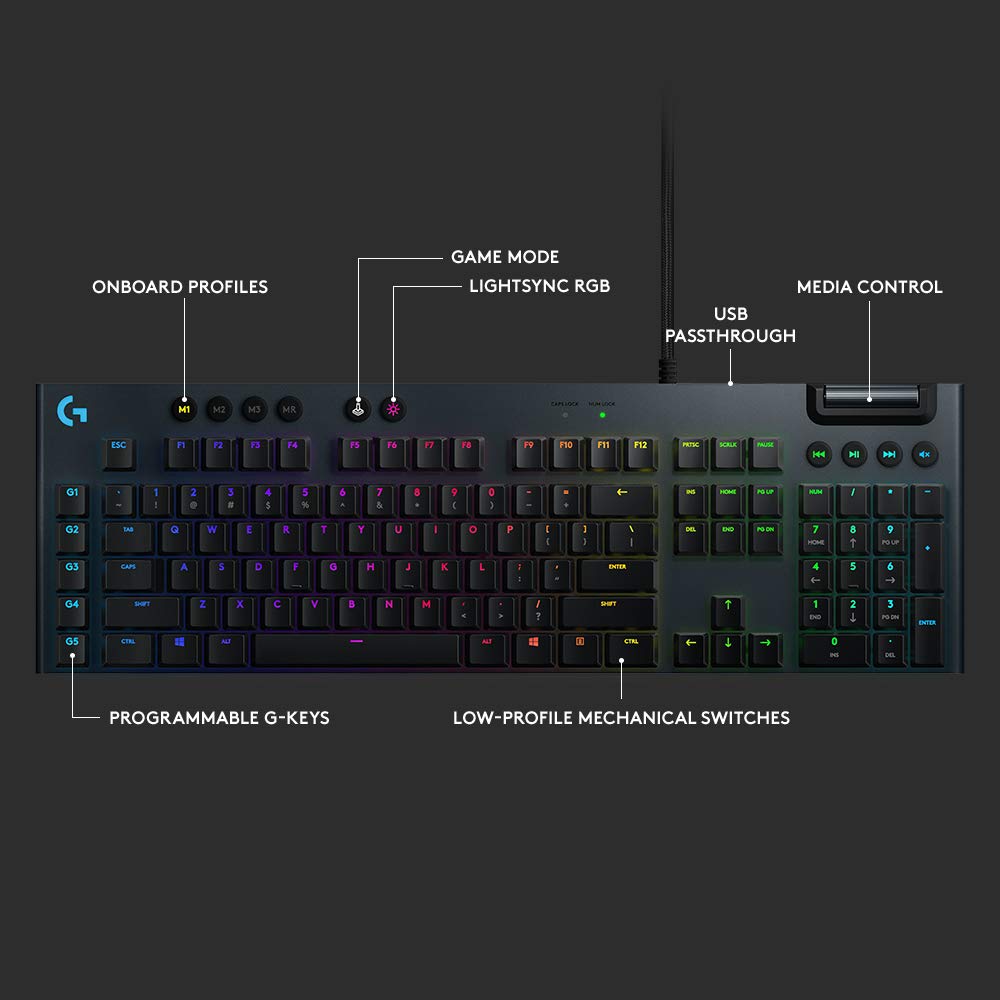 Logitech G815 LIGHTSYNC RGB Clicky Mechanical Keyboard (Renewed)