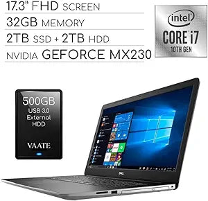 Dell Inspiron 2020 17.3" Laptop, i7-1065G7, 32GB RAM, 2TB SSD + 2TB HDD
