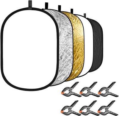 Neewer 90092695 5-in-1 Photography Light Reflector & Clamps Kit