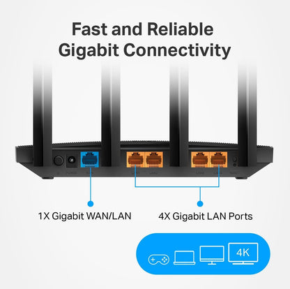 TP-Link Archer A6 AC1200 Gigabit WiFi Router - MU-MIMO