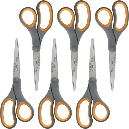 Westcott 00803 Titanium Bonded 8-Inch Scissors 6-Pack