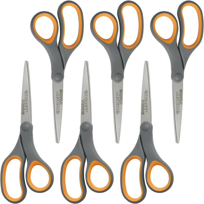 Westcott 00803 Titanium Bonded 8-Inch Scissors 6-Pack — main product image