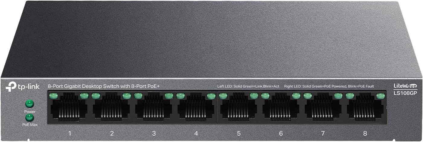TP-Link LS108GP 8-Port Gigabit PoE+ Ethernet Switch