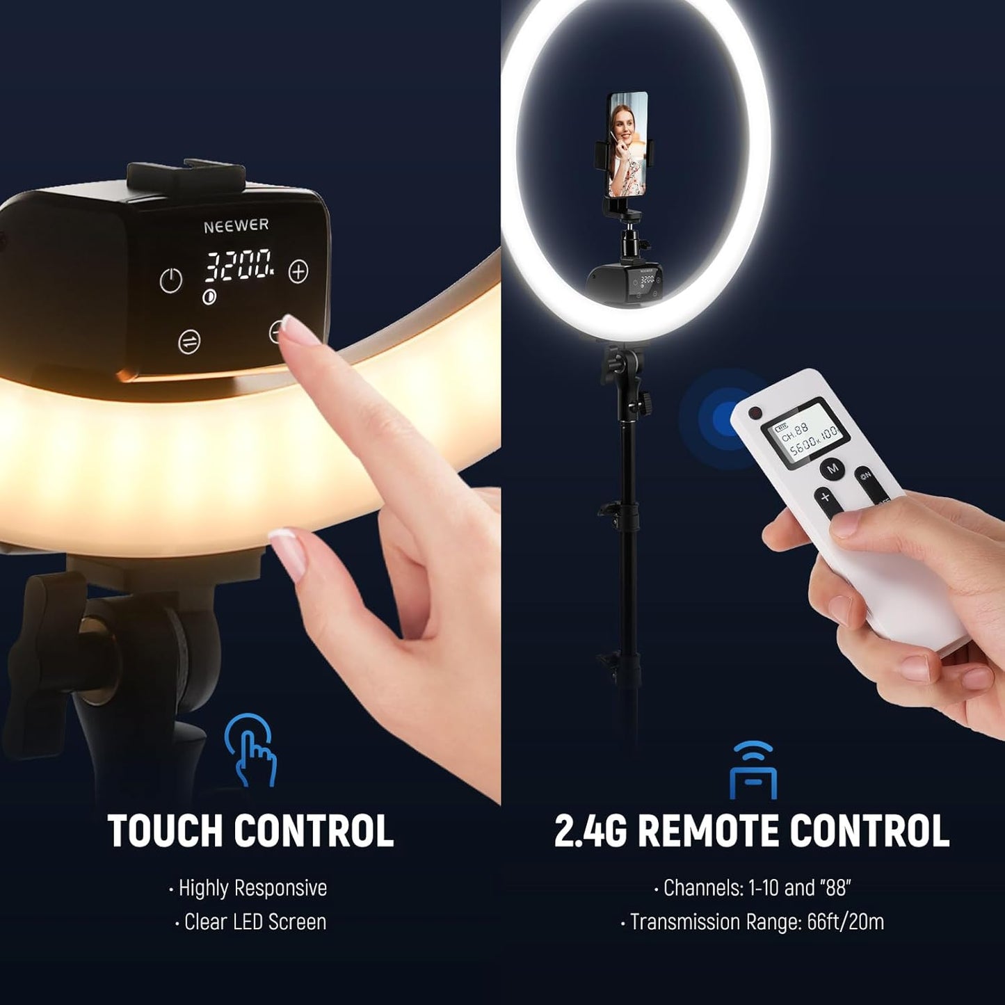 Neewer 10096463 18" LED Ring Light with Tripod