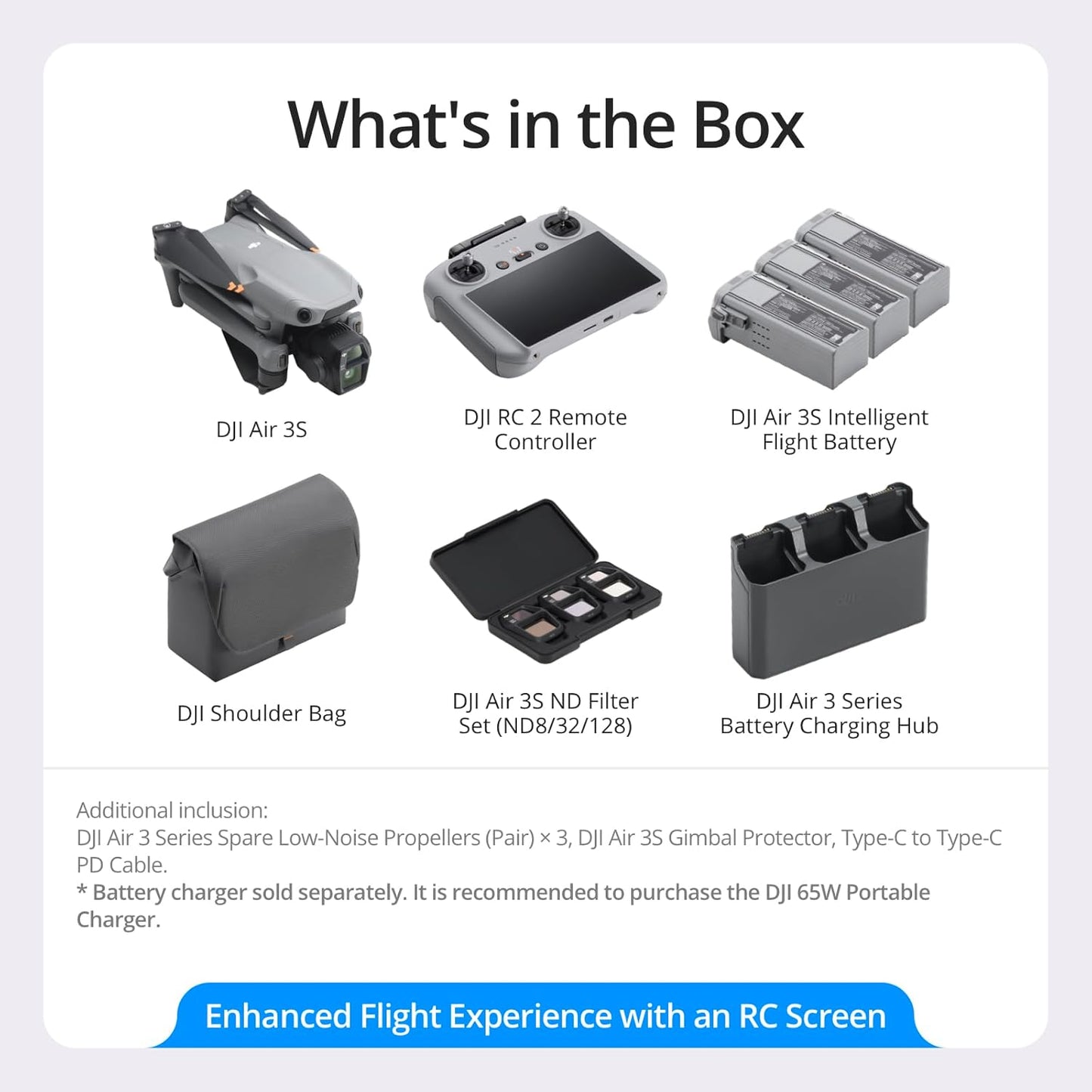 DJI Air 3S Fly More Combo RC 2 Screen Remote