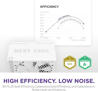 NZXT C850 Gold ATX 3.1 Low-Noise Power Supply White