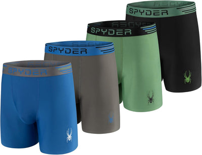 Spyder Mens Boxer Briefs 4 Pack Poly Spandex Performance