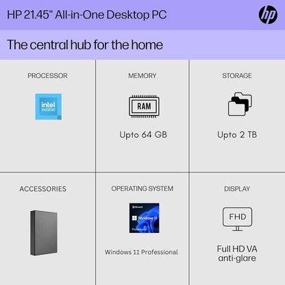 HP 2024 HP AIO 21.5" Desktop 16GB 1.5TB Storage FHD