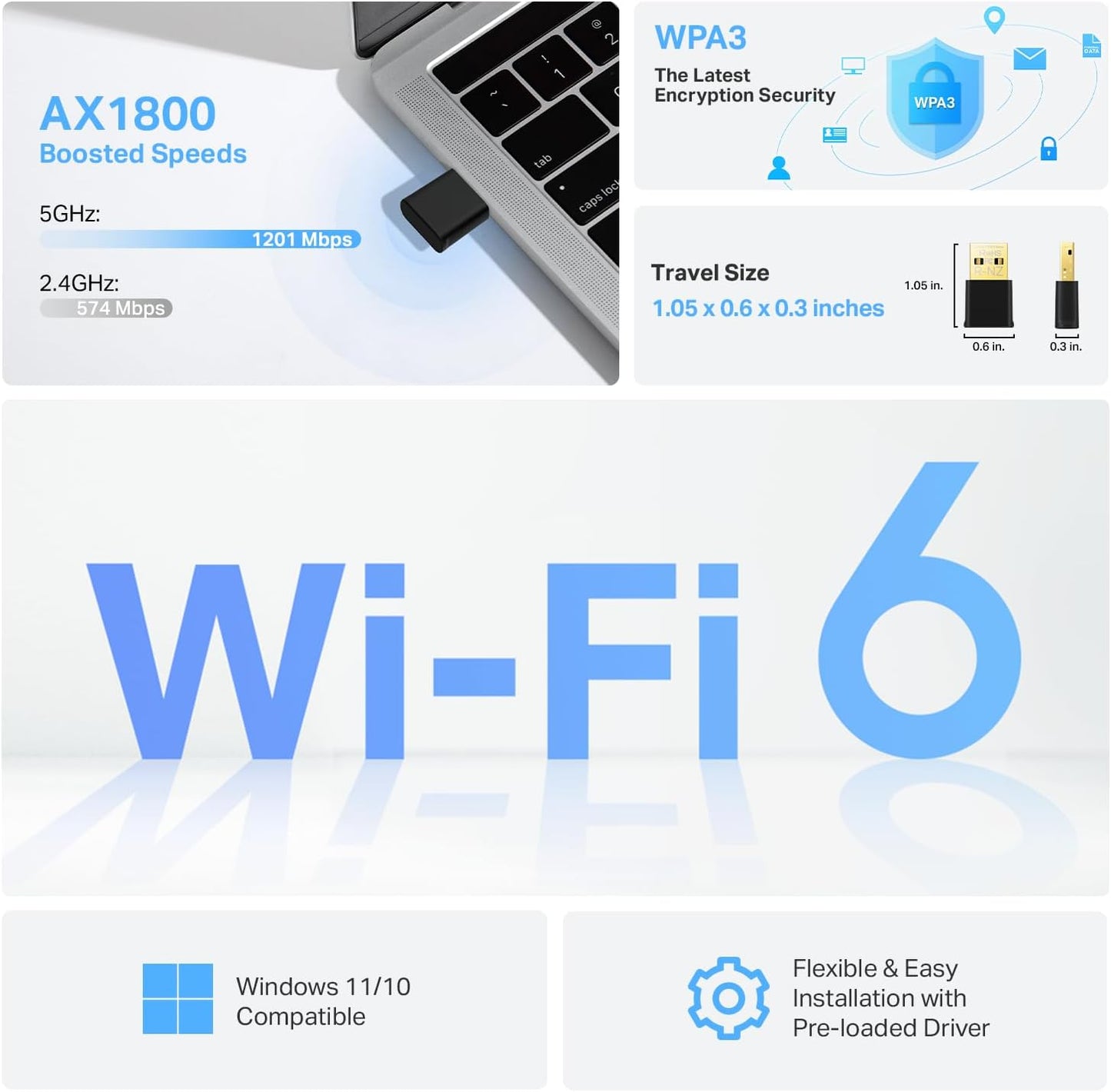 TP-Link Archer TX20U Nano AX1800 WiFi 6 USB Adapter