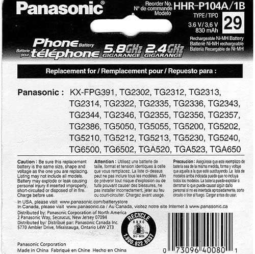 Panasonic HHR-P104A Cordless Phone Replacement Battery NiMH